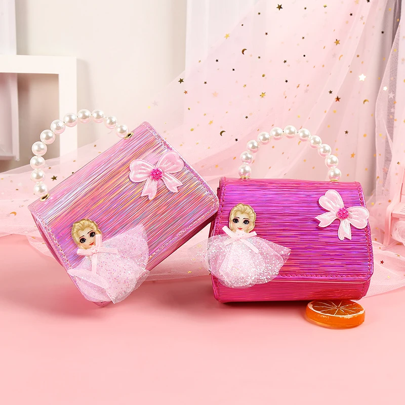 Mini Bags Messenger Princess Butterfly Fashion Handbag Children's Bag Gift Shoulder Packet Baby Coin Purse Candy Girls Pearl