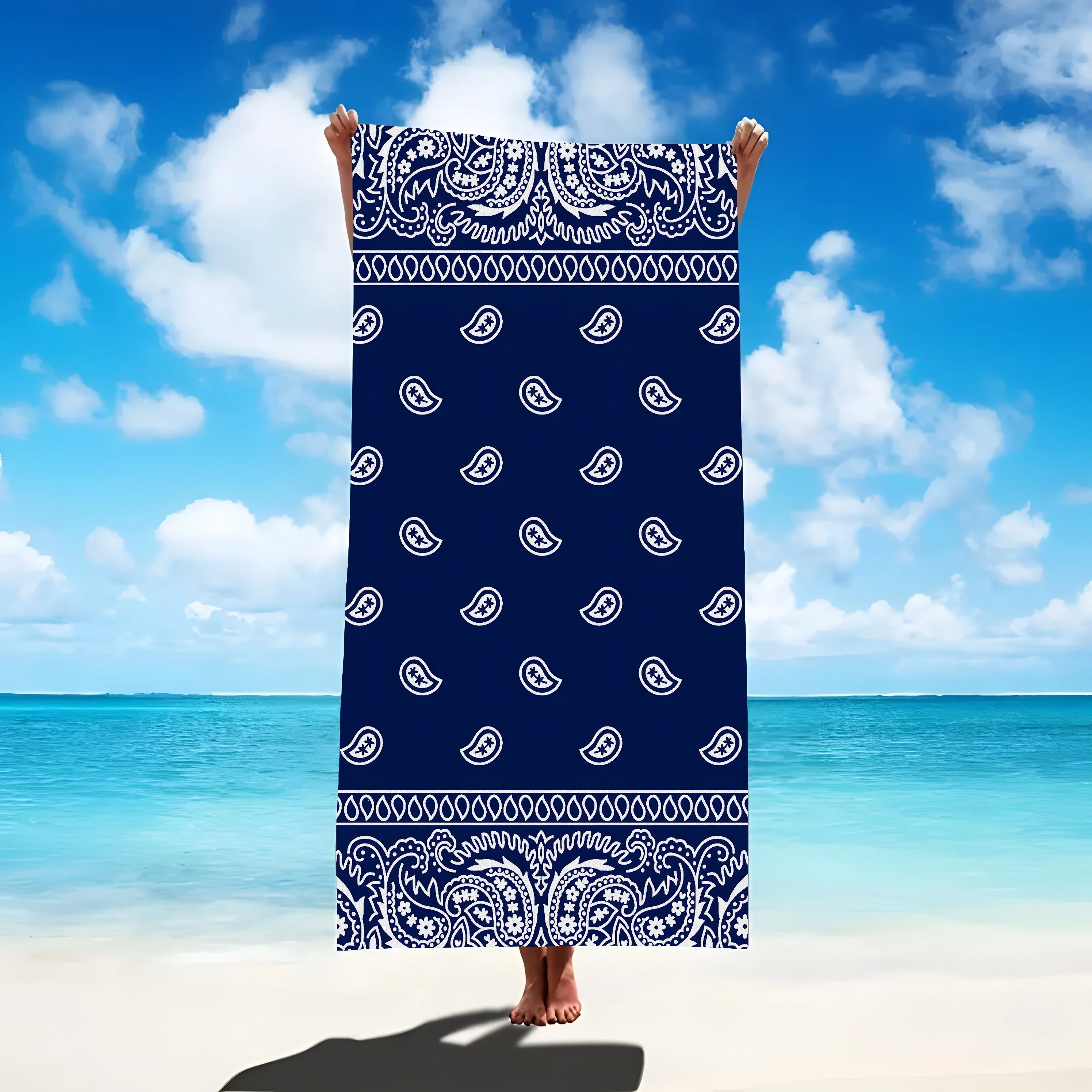 Paisley Print Soft Comfortable Lightweight Sand-proof Beach Towel - Sweat Absorbent & Quick Drying - Perfect For Outdoor Beach