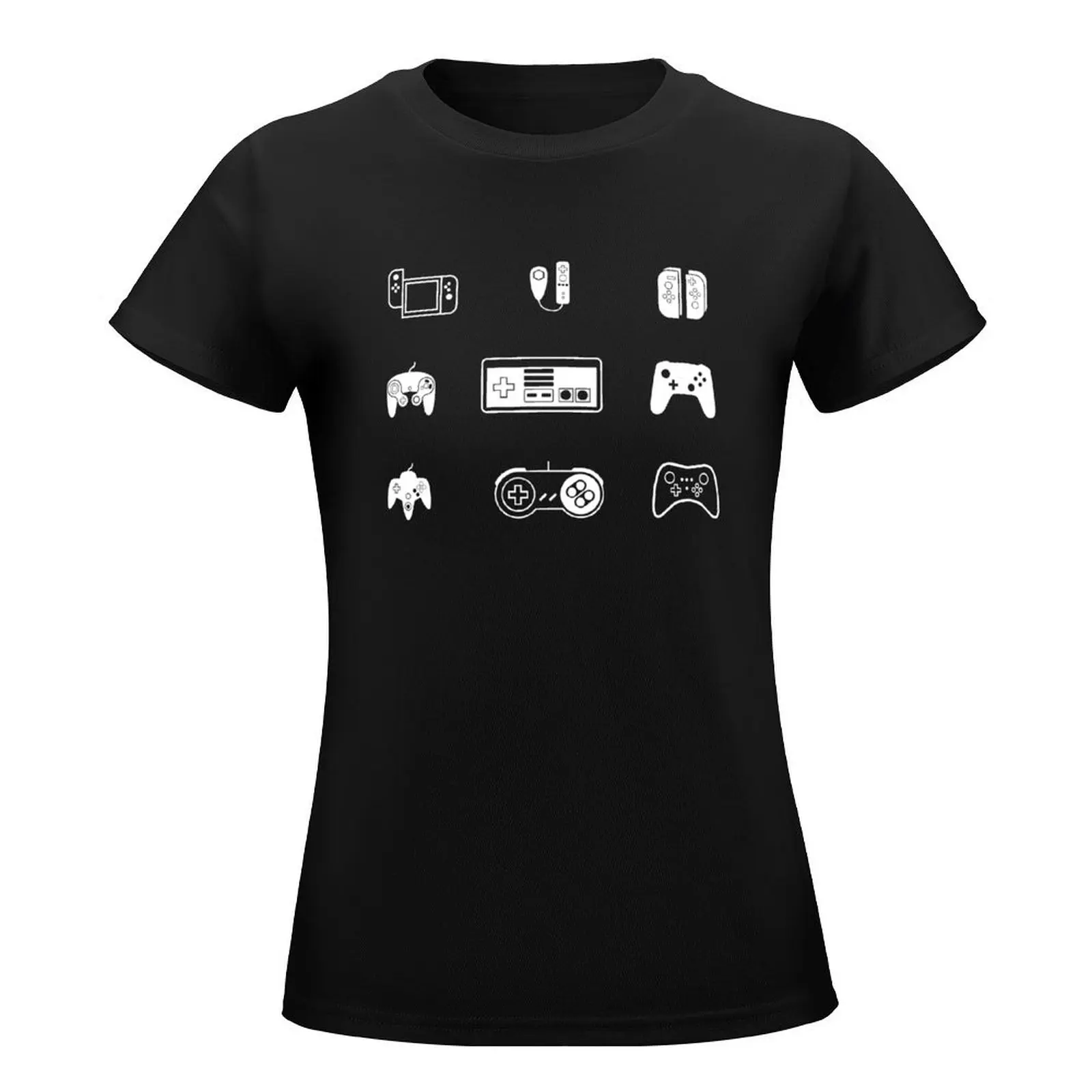 Video game lover, controllers, retro video game consoles in pattern T-Shirt quick-drying Blouse summer top clothes for Women