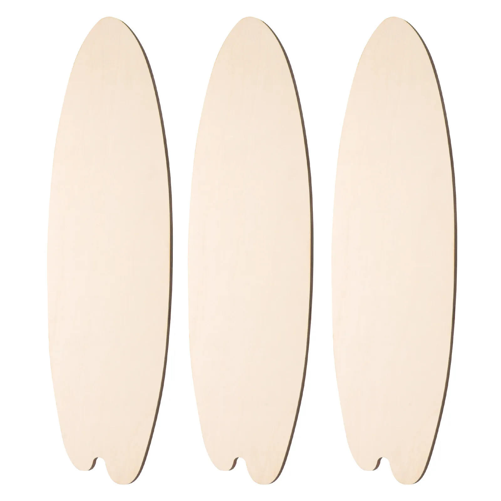 3Pcs Wooden Surfboard Wall Decor Blank DIY Craft Unfinished Beach Style Hanging Plaque for Living Room Bathroom Surf Room
