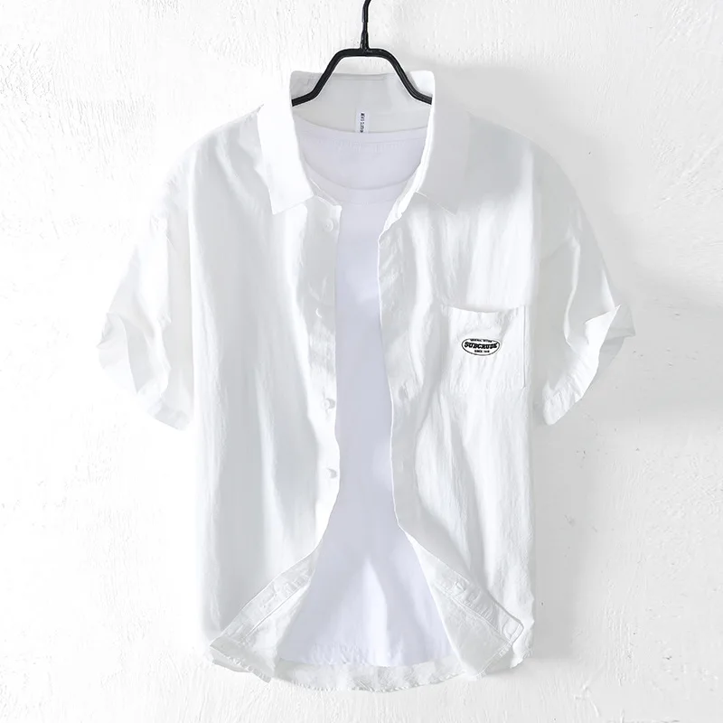 

Легкая хлопковая повседневная мужская одежда ort Sve с отложным воротником, удобная дышащая летняя верхняя одежда Faion