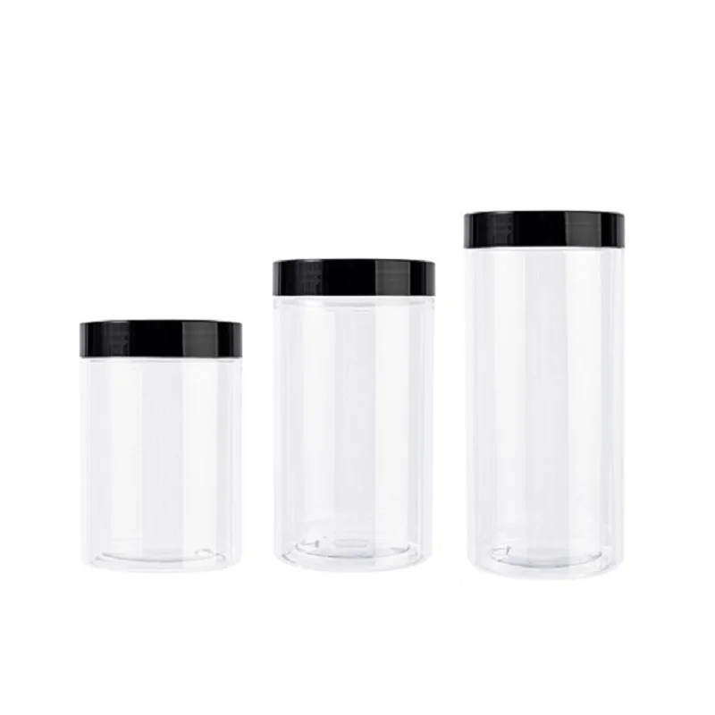 68.Diameter Clear PET Plastic Jars 300ml 400ml 500ml Empty Cosmetic Mask Cream Wax Packaging Containers Refillable Pots with Lid