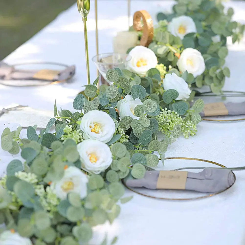 

Artificial Hanging Flower Garland Eucalyptus Realistic Silk Vine Wedding Decoration Banister Door Wall Photo Prop Garland