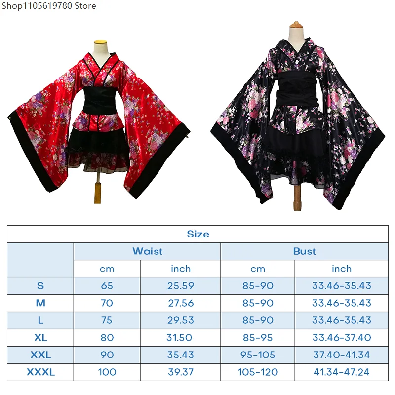 Women 1 Set Sexy Kimono Japanese Style Robe Lolita Maid Dress Party Yukata Dance JP Anime Cosplay Costumes Vintage Yukata Dress