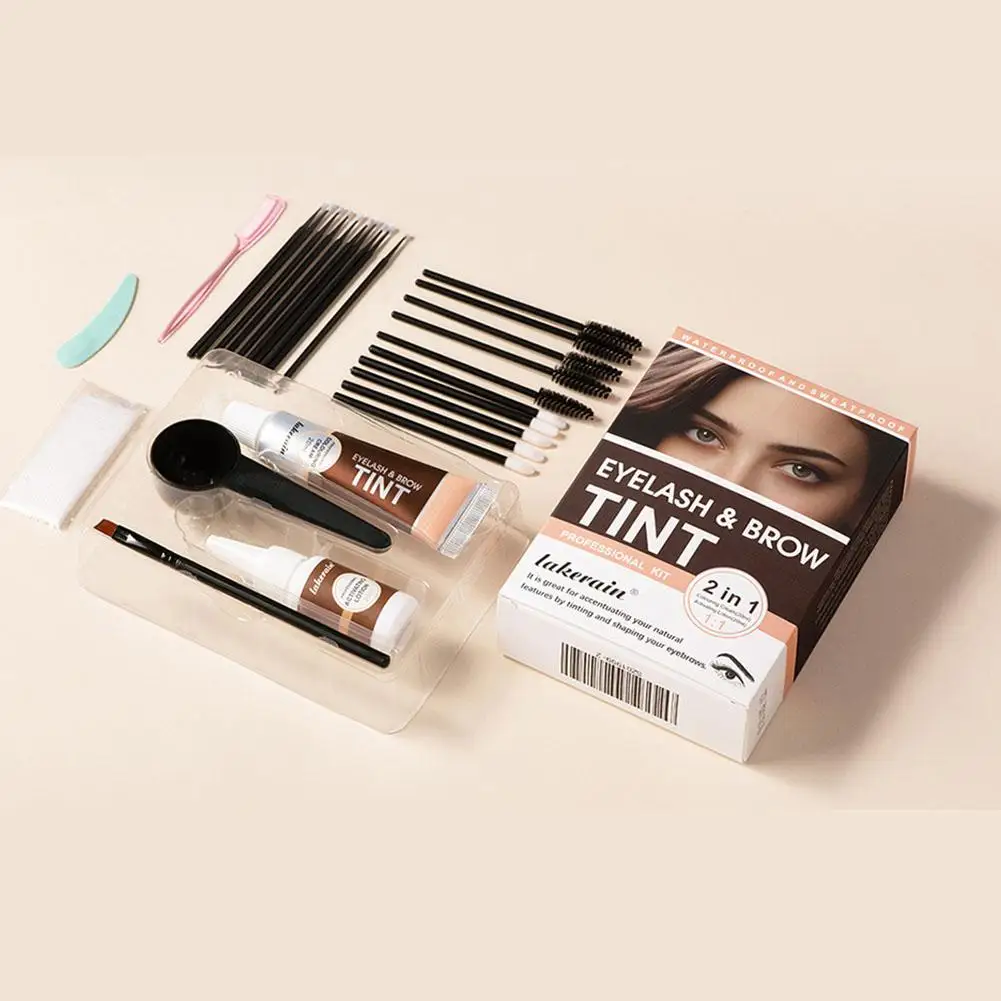 Professional Henna Eyelash Eyebrow Dye Tint 15-Minute Fast Tint Easy Dye Gel Eyelash Kit Semi Permanent Eyebrows Tint Dye Makeup