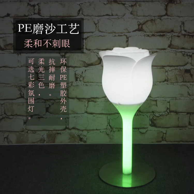 LED rose cocktail table, bar colorful luminous wine table, remote control LED banquet table