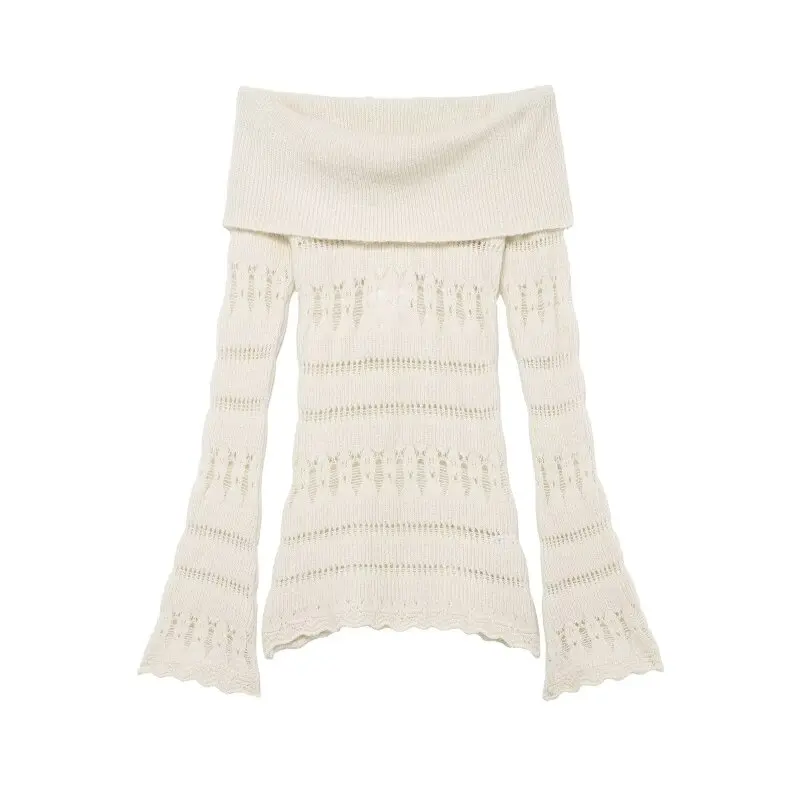 

Women’s Fashion Daily Wear Hollow Out Off Shoulder Pullover Knit Sweater Top Casual Streetwear Chic Style
