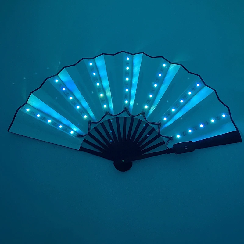 Rechargeable Color Changing Luminous Folding LED Fan Dancing Light Fan Flashing For Night Music Show Rave Accessories