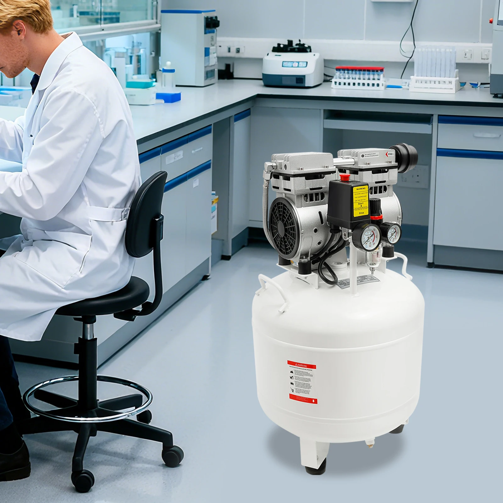 

BYMAOCAR 40L/10.57gal Portable Dental Air Compressor, 110V 750W/1HP Medical Air Compressor, Oil Free Lubricated Air Pump