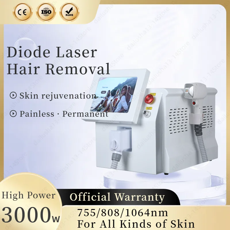 Cooling Head Painless Diode Hair Removal 3 Wavelengths Face Body Permanent Professional Alexandrite Epilator For Salon