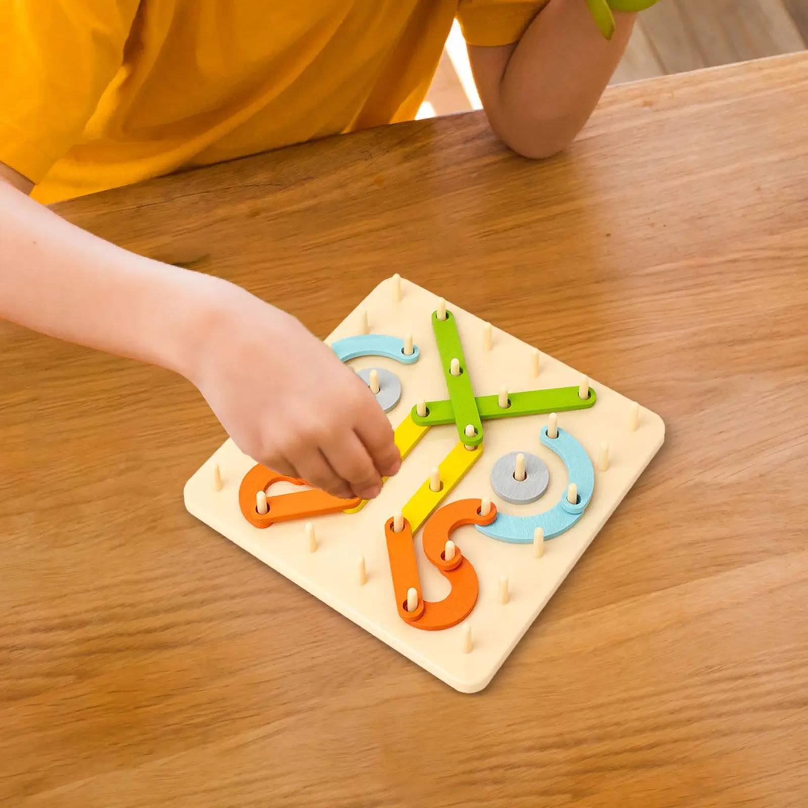 

Wooden Geometry Board Promoting Spatial Thinking Motor Skills Toy for Travel