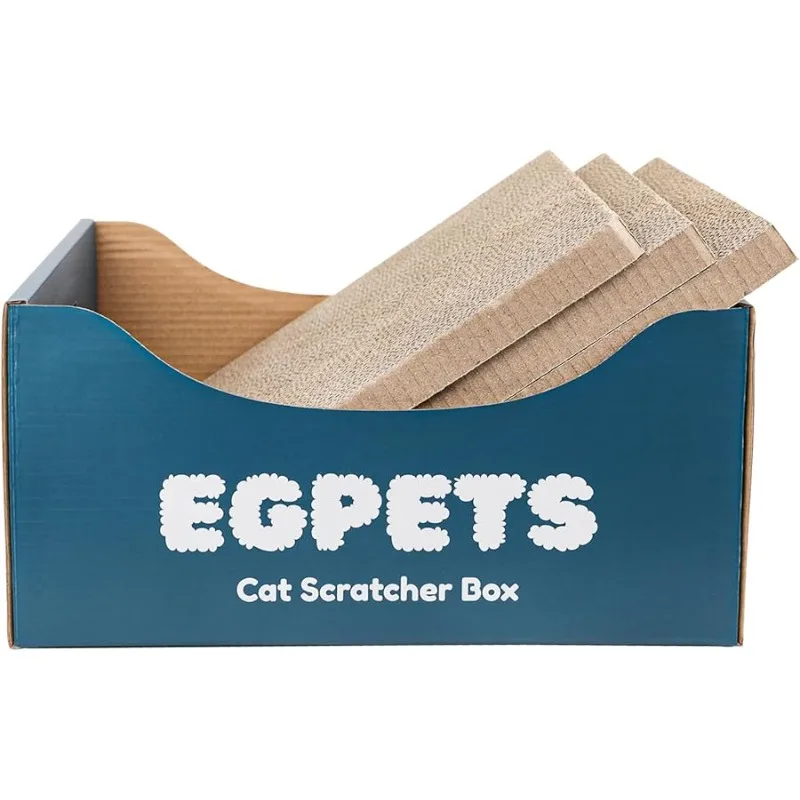

Cardboard Cat Scratcher Box for Indoor Cats with 3Pcs Extra-Large Scratching Board, Refillable and Sturdy, Ideal for Hiding, Scr