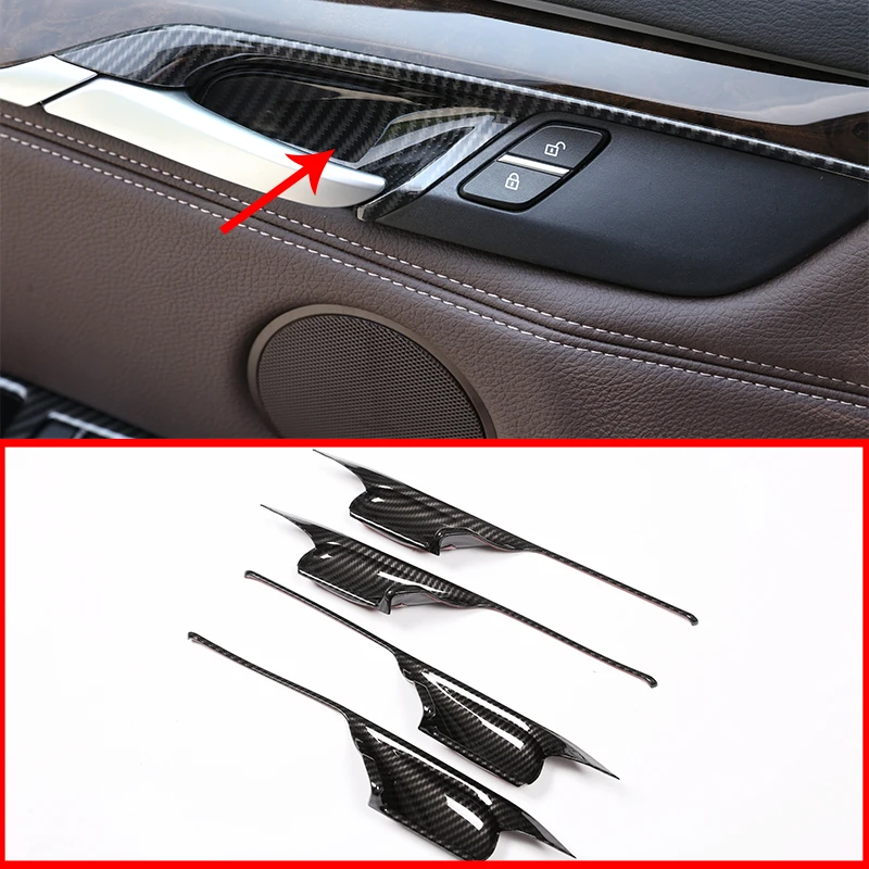 4Pcs For BMW X5 X6 F15 F16 2014 2015 2016 2017 2018 Carbon Fiber ABS Interior Door Bowl Cover Trim Accessories