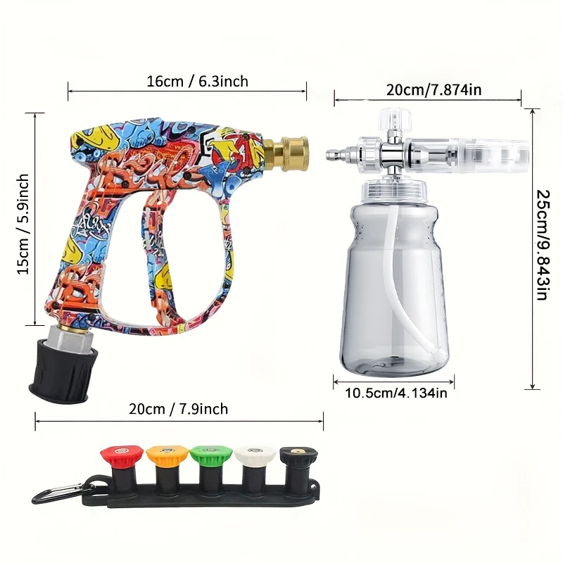 Pressure Washer Accessory Set: Gun + Foam Cannon, Optional Various Adapters, Compatible Karcher/BOSCH/Lavor