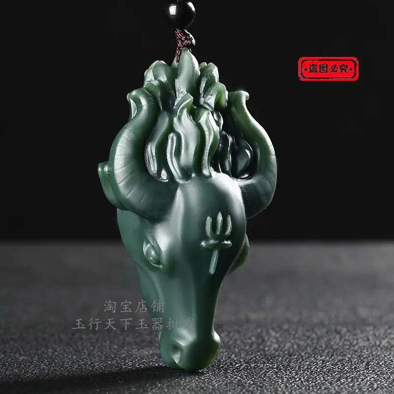 Natural genuine Hetian jade cow head hand handle piece Xinjiang sapphire bull gas play piece men's and women's jade play