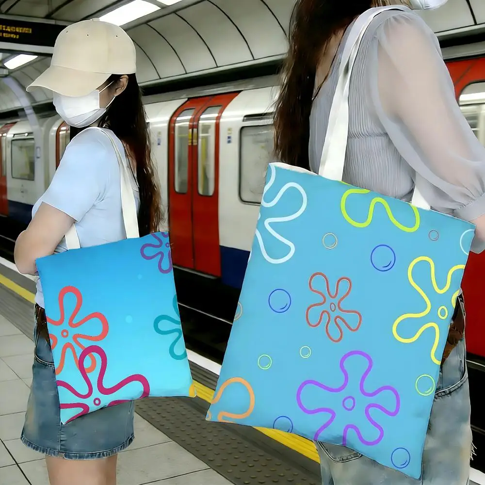 Theme Nature Ocean Element Storage Bags Shopping Bags Series Print Bags Lightweight Shoulder Bag For Daily Use