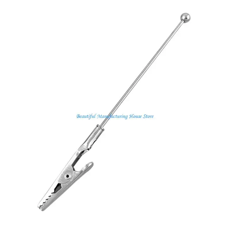 

E56A Metal Tube DIY Beaded Crocodiles Clip Post Notes Clip Bonsai Logos Plug-In Clip Hand-Held Business Card Smoking Clamp