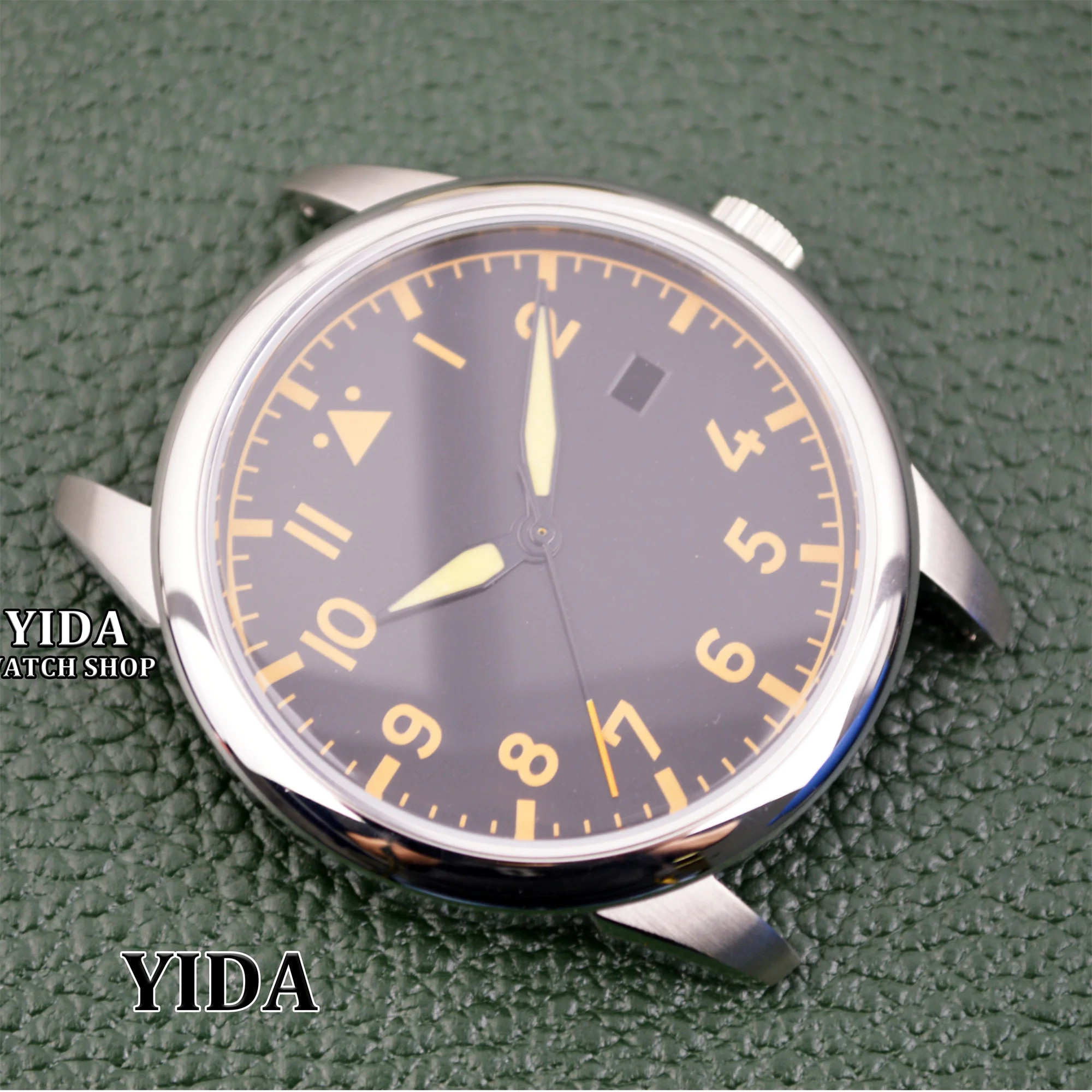 42.7mm NH35 Case Green Luminous Dial Hands Stainless Steel 50M Waterproof WatchCase for Mark XX fit NH35 Movement Mod Case Parts