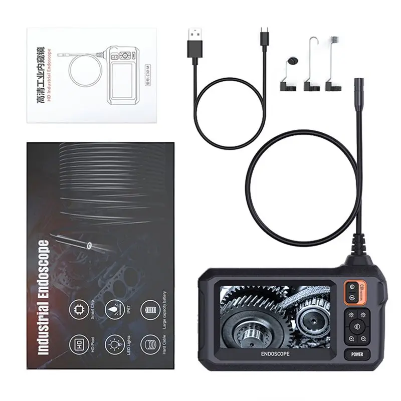 

ABUO-Промышленная эндоскопическая камера 4,3-дюймовый IPS-экран HD1080P IP67 Водонепроницаемая для проверки канализационных труб Ремонт автомобиля