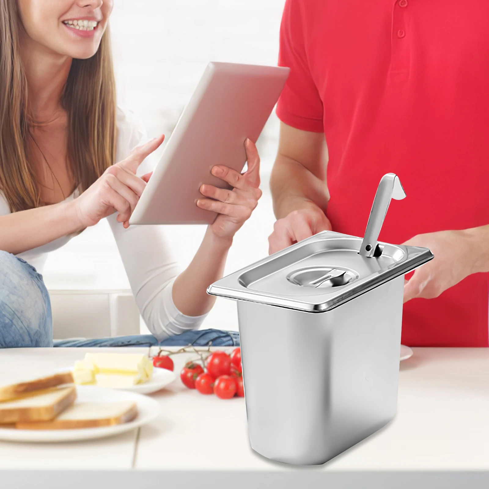 

Square Pan Lid Cover for Jam Food Storage Stainless Steel Tray Container Lightweight Kitchen Utensil Set Serving Dish