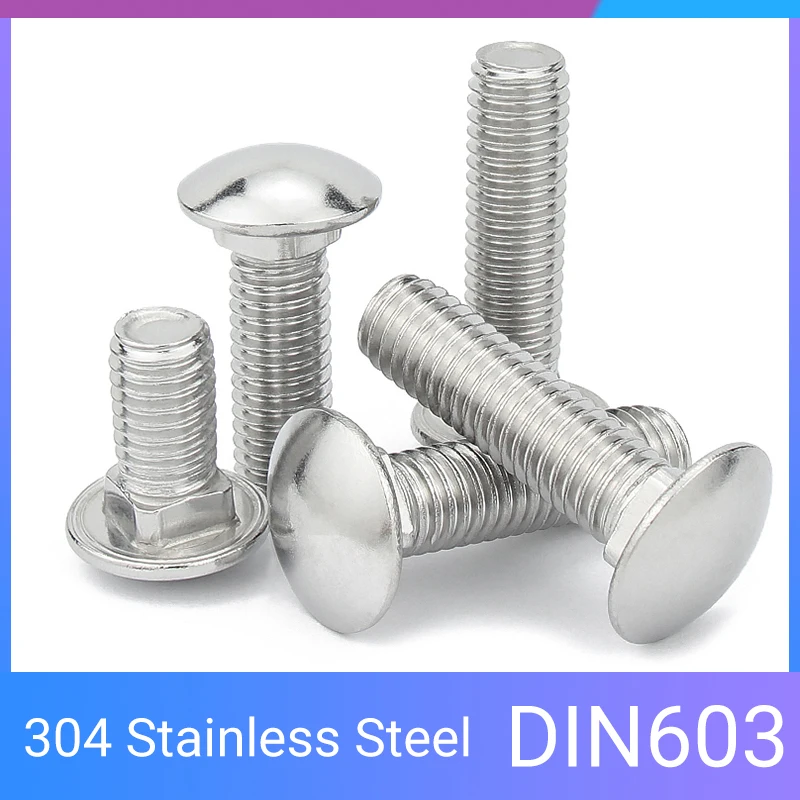 DIN603 M6 M8 M10 M12 A2-70 304 Stainless Steel Truss Round Head Square Neck Carriage Screw Coach Bolt