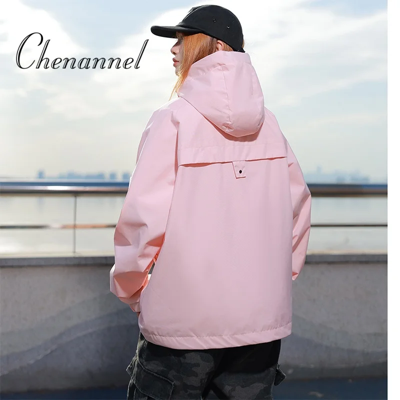 

Spring Autumn Hooded Cargo Jackets Men Windproof Casual Outwear Man Solid Waterproof Loose Hooded Jacket Long Sleeve Couple Coat