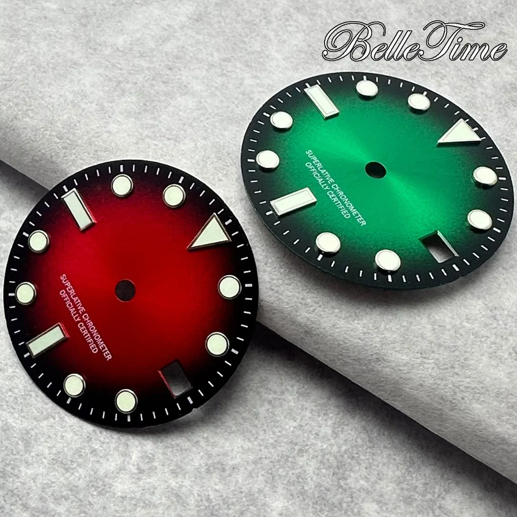 28.5mm Single Calendar Watch Dial Fit NH35 NH36 Movement Green Red Black Gray Green Luminous  Dial Accessories