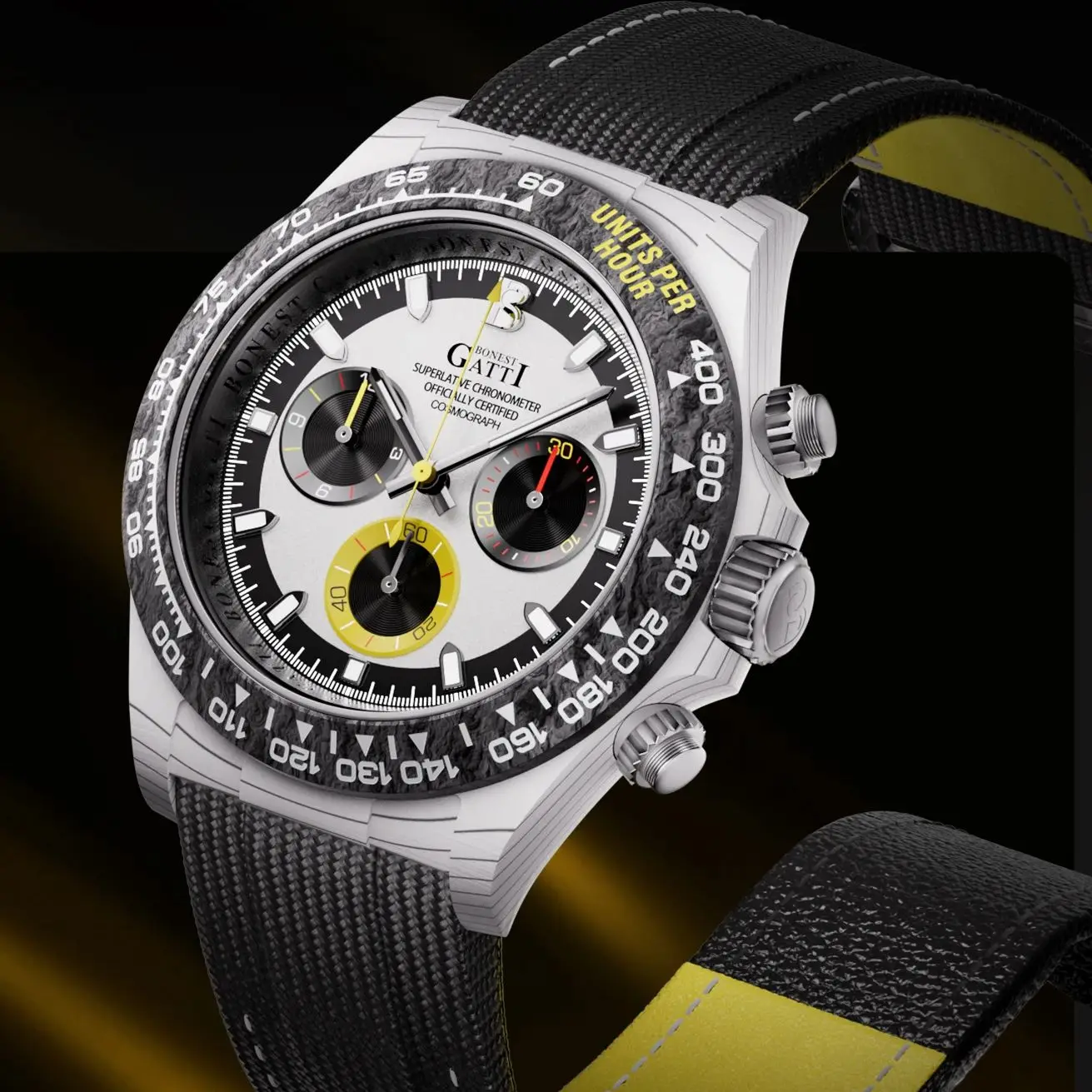 BONEST GATTI Men Chronograph Watch 39mm Carbon Fiber Automatic Mechanical Wristwatch Luminous Sapphire Mirror Triple Windows
