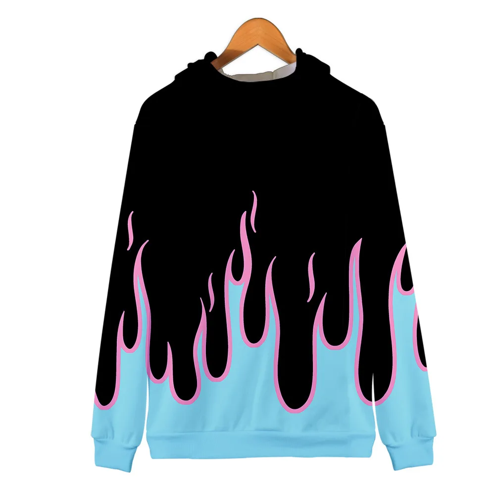 Coat 3D Print Cartoon Red and Yellow Flame Hoodie Men Women Long Sleeve Cosplay Costume Men Jacket Sweatshirts