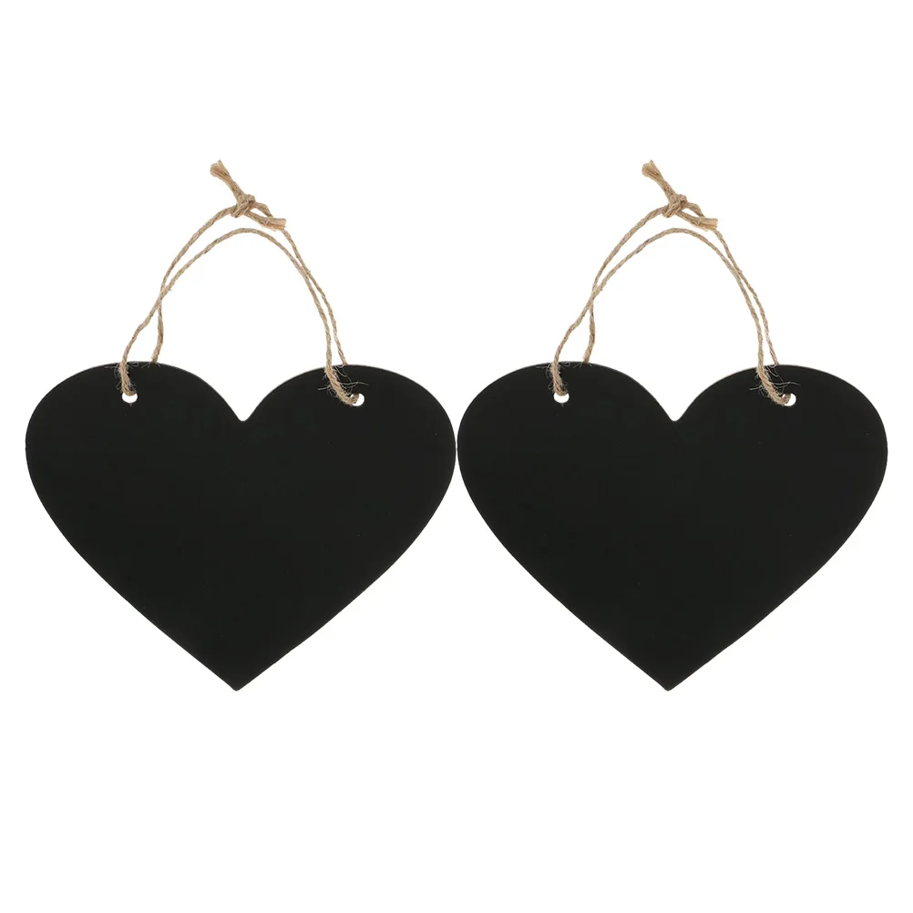 

2Pcs Heart Shape Blackboard Message Board Double Sided Hanging Home Wall Decor Sign for Notes and Photo Props