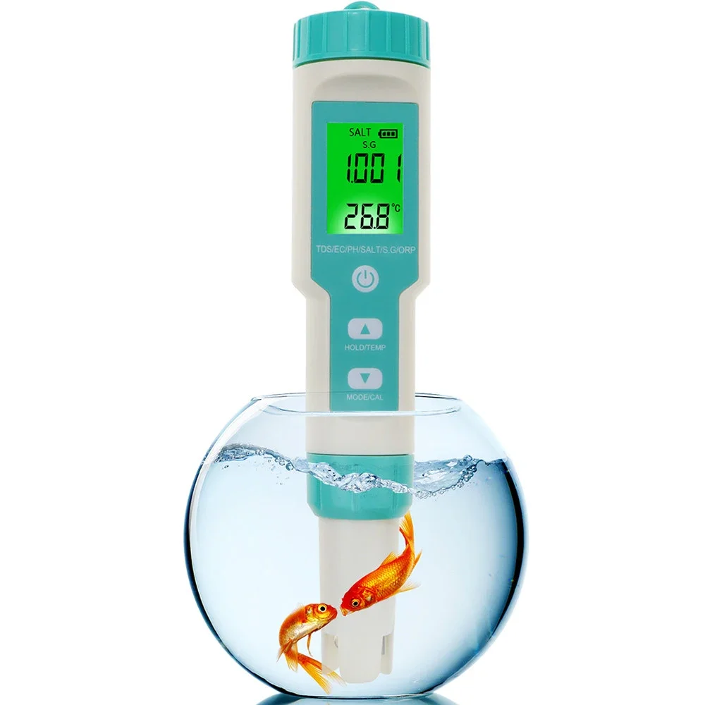 

Multi-Parameter Water Quality Tester Digital Aquarium PH Meter 7 in 1 pH/TDS/EC/Salinity/ORP/S.G/Temp Saltwater Test Kit