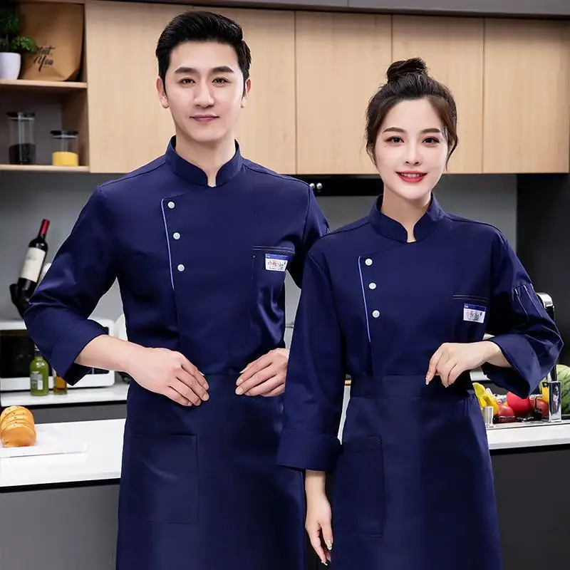 Overalls Men's Long and Short Sleeve Hotel Dining Western Food Kitchen Thickened Chef Uniform