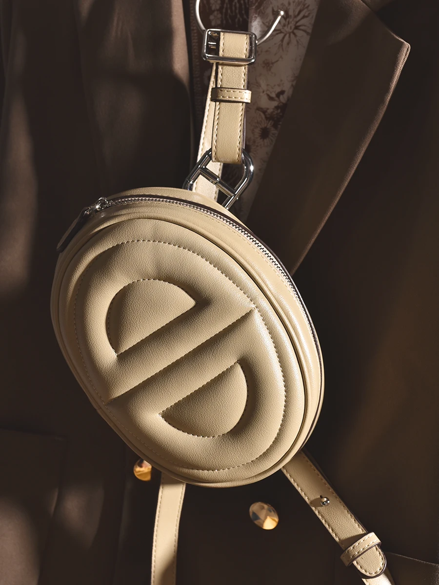  Bolsa Transversal de Couro com Design de Nariz de Porco para Mulheres, Nova Bolsa para Telefone 2025, Bolsa de Cintura V...