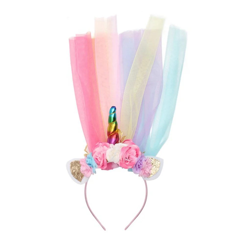 

Unicorn Design Headband Lightweight Gauze Hoop For Party Cosplay Photo Prop Hair Adornment Hair Supplies