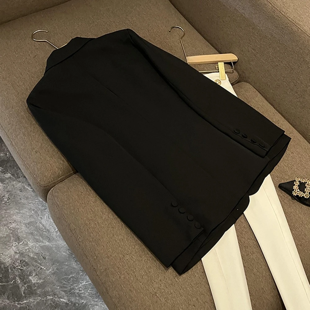 TWOTWINSTYLE Elegant Solid Blazers For Women Lapel Long Sleeve Spliced Appliques Autumn Causal Commute Jackets Female KJA502508