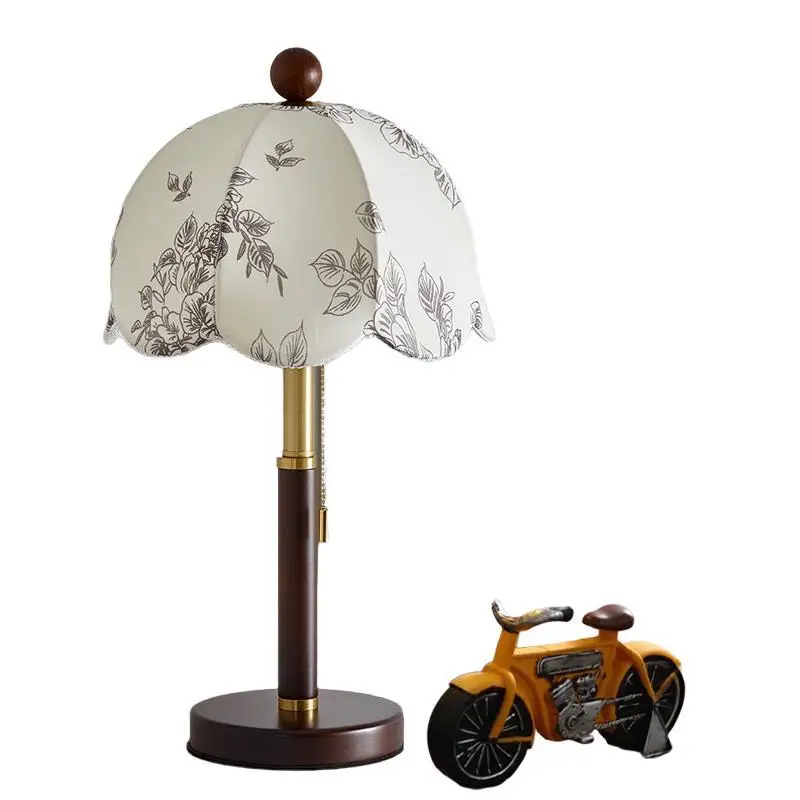 

French antique style bedside living room floor lamp next to sofa American retro solid wood bedroom atmosphere table
