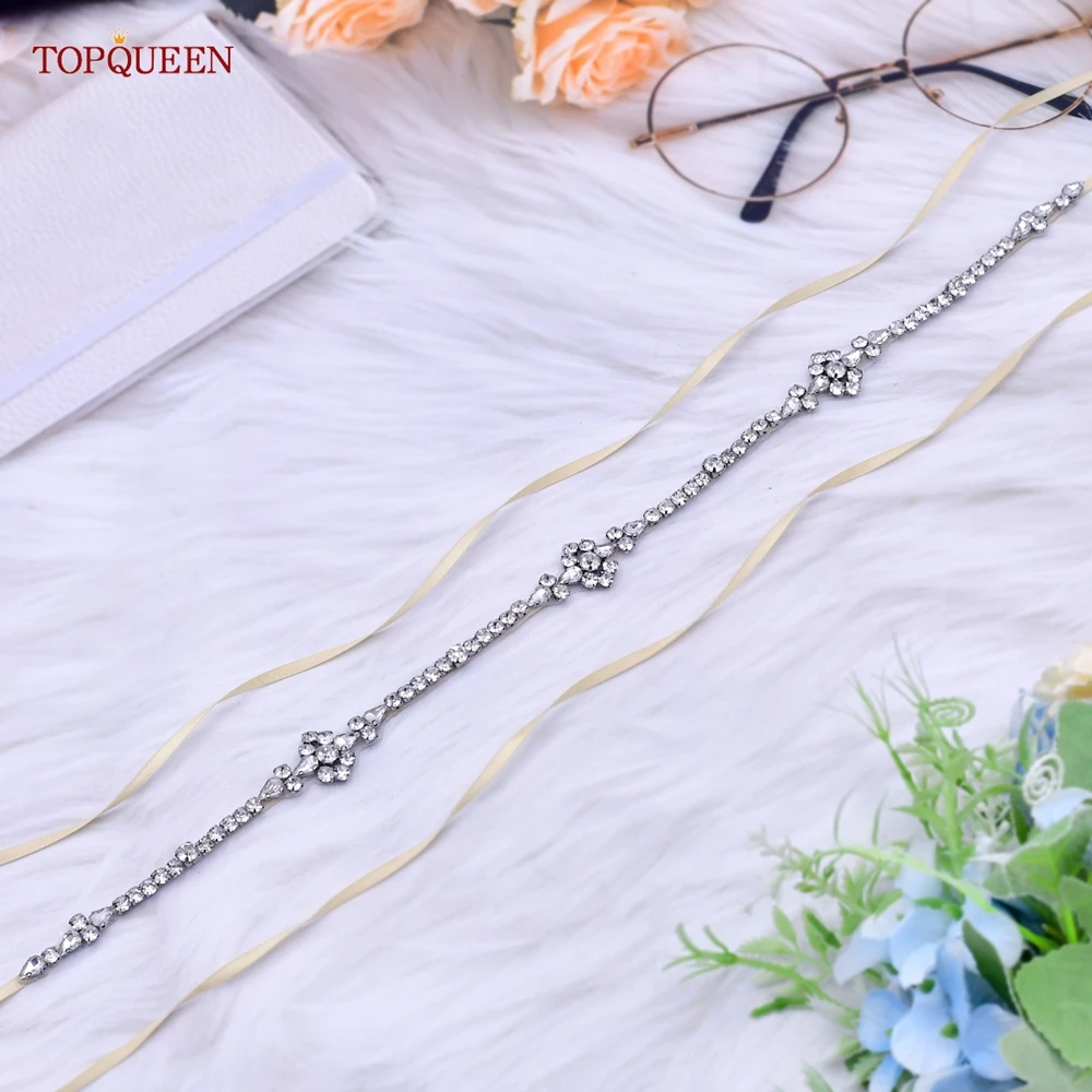 TOPQUEEN S59 cintura sottile con strass abito da sera da sera da donna Sash accessori da sposa da sposa cintura per abiti da ragazza quotidiana