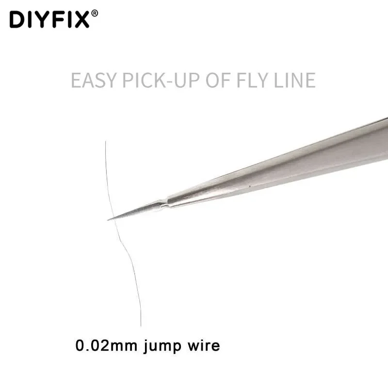 DIYFIX 2UUL TW01 Hand Finish 3D Straight Head Tweezer For Motherboard Flying Wire Spot Welding Precise Repair Tools - Image 3