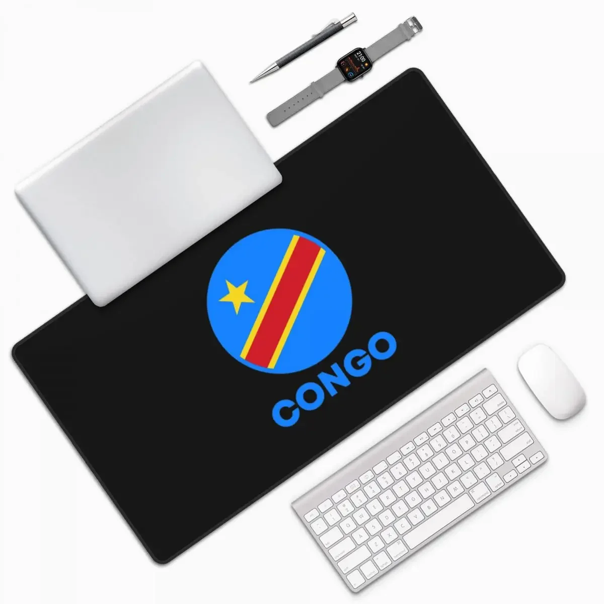 Flag Of Congo Kinshasa Flag Of Zaire Large Mouse Pad Computer Keyboard Mouse Mat Gaming PC Laptop Desk