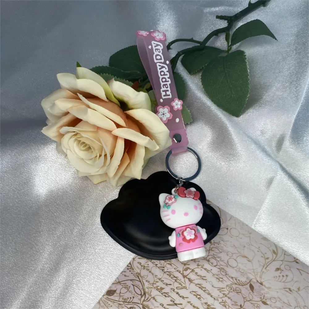 5pcs Sanrio Cartoon portachiavi Hello Kitty Cherry Blossom Anime figure Kuromi Car portachiavi decorazione bambini regali di compleanno