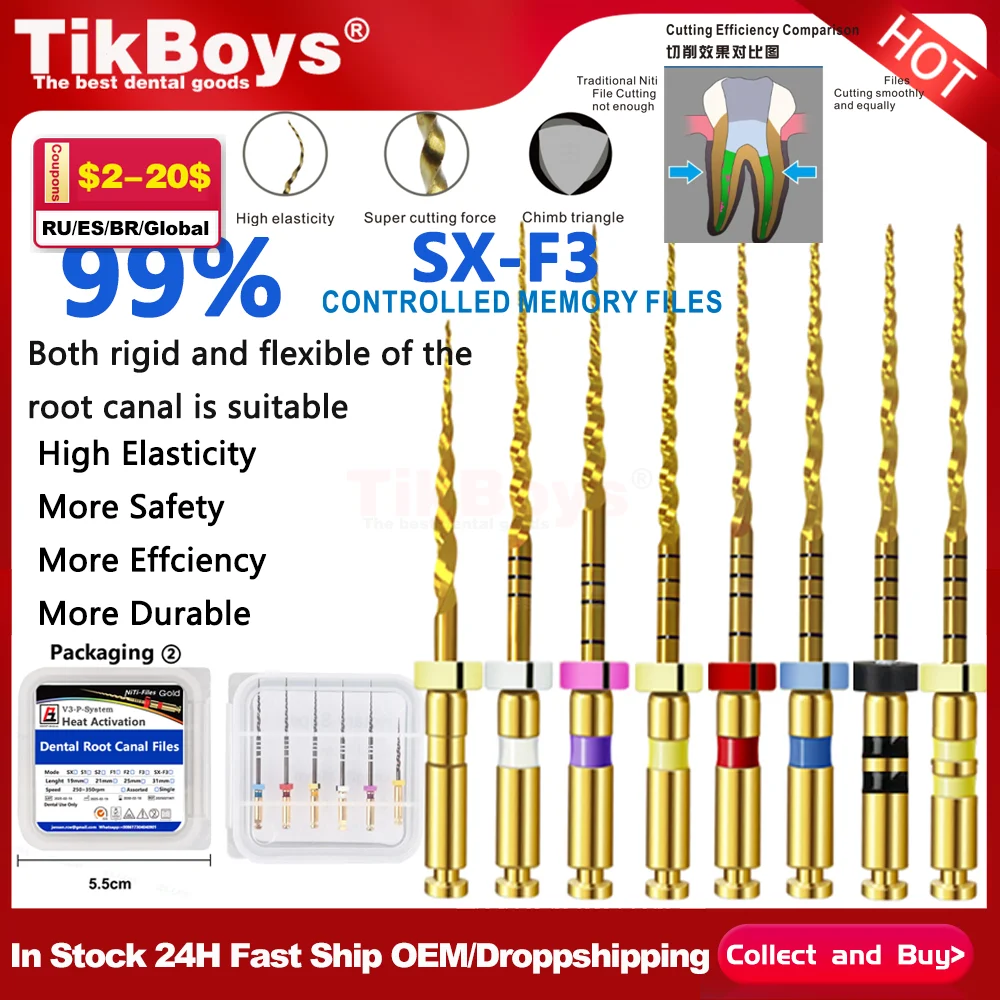 

SX-F3 Dental Instrument Gold Files Heat Activation Endo Treat Endodontic Niti Materials Drill Rotary file dentistry endodoncia