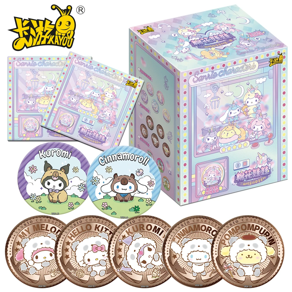 

New KAYOU Genuine Sanrio Tinplate Badges My Melody Kuromi Characters Peripheral Cute Themed Exquisite Pins Collection Toys Gifts