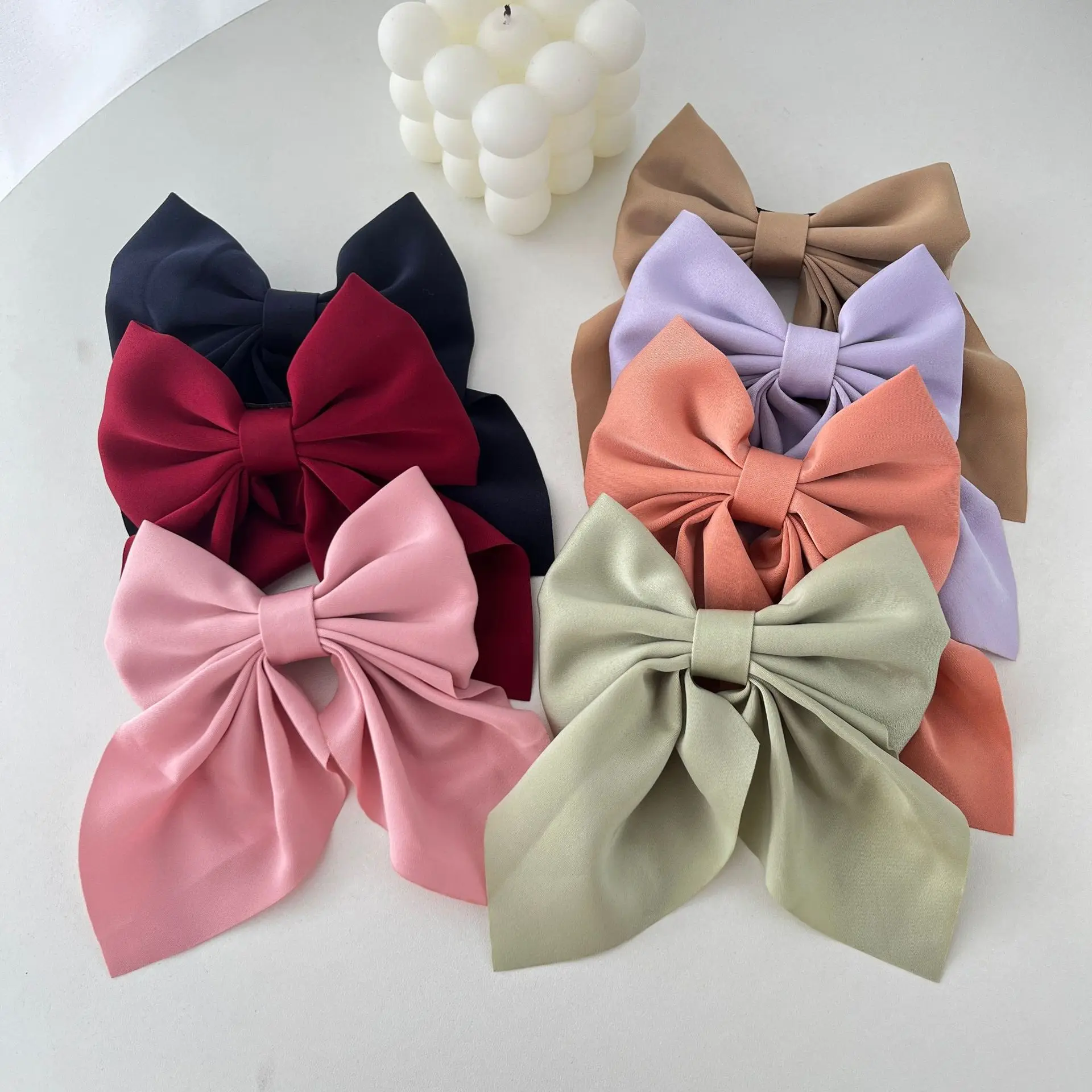 Solid Color Satin Bowknot Hair Clips For Girls Sweet Bow Women Hairpins Butterfly Barrettes Duckbill Clip Kids Hair Accessories