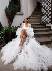 Luxury Maternity Dresses Women Robe Nightgown Ruffle Long Sleeves Sleepwear Bathrobe Prom Bridesmaid Pajamas Custom Made