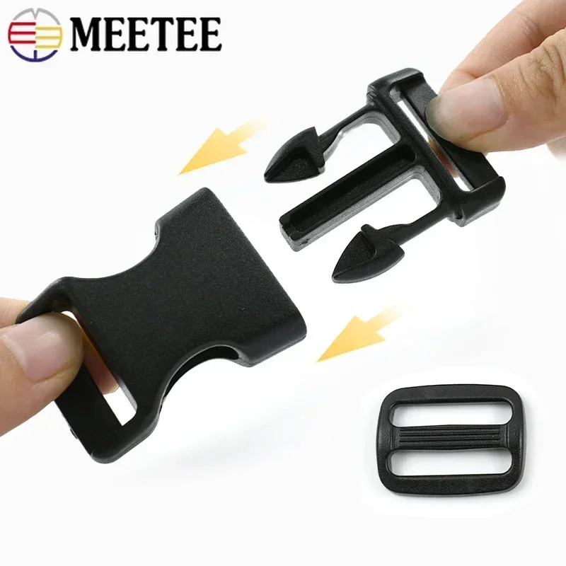 2-10Sets 15/20/25mm Plastic Buckles Clip Bag Strap Adjuster Ring Hook Release Belt Buckle Backpack Webbing Closure Clasp Sewing