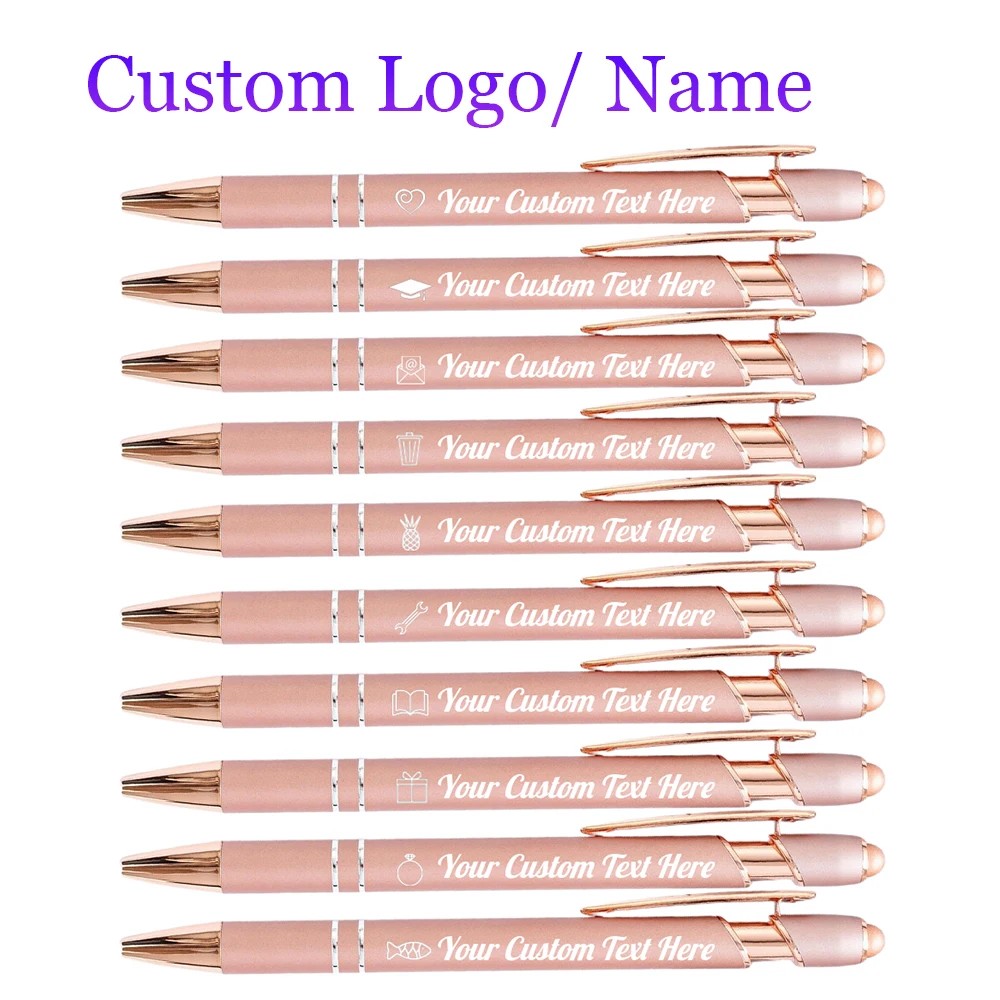 canetas personalizadas esculpidas logotipo caneta esferografica ouro rosa nome gravado personalizado papelaria escola presente material de escritorio 1050 pcs 01