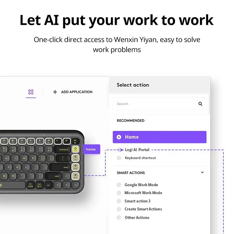Logitech keyboard mekanis, tombol ikon POP Bluetooth nirkabel dual-mode AI nada ringan keyboard dan kit mouse