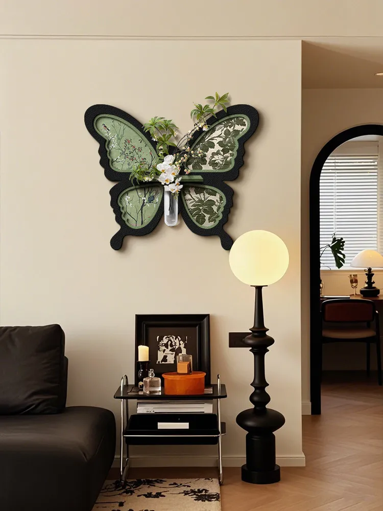 French Butterfly Living Room Decoration Painting Hydroponic Green Plant Hanging Painting Dining Room Sandstone Mural Painting