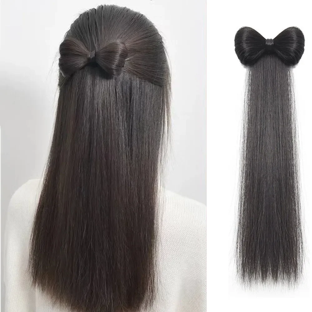 

Synthetic Natural Bow Half-ponytail Grab clip ponytail Wig for woman Simulation Fake Ponytail Extension