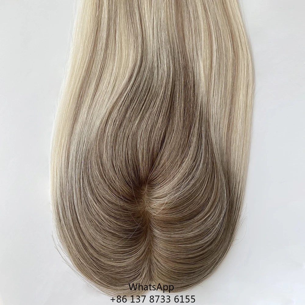 

2025 3 на 5 мини-топ шелковистые моно парики пепельно-русый топпер шиньоны заколка для волос в топпер для волос